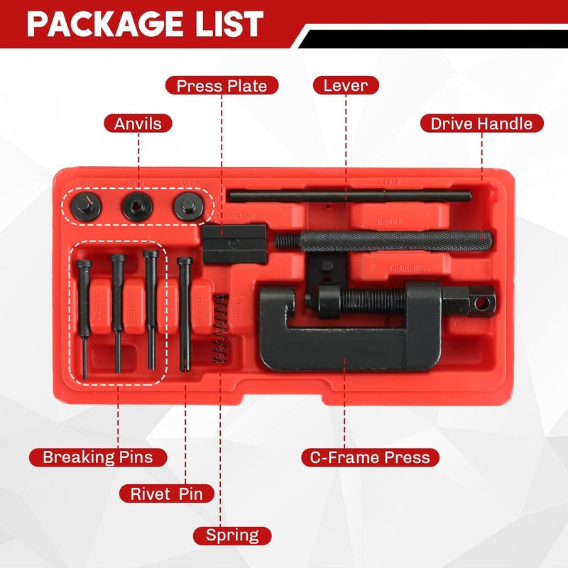 weyleity Motorcycle Chain Breaker Kit | 13PCS Chain Breaker Rivet Cutter Chain Link Cutter Removal Tool Chain Cutter and Riveter Kit for Motorcycle, Bike, ATV - Image 2